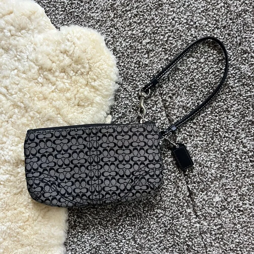 Y2K Coach Soho Mini Signature Wristlet in Black and Gray